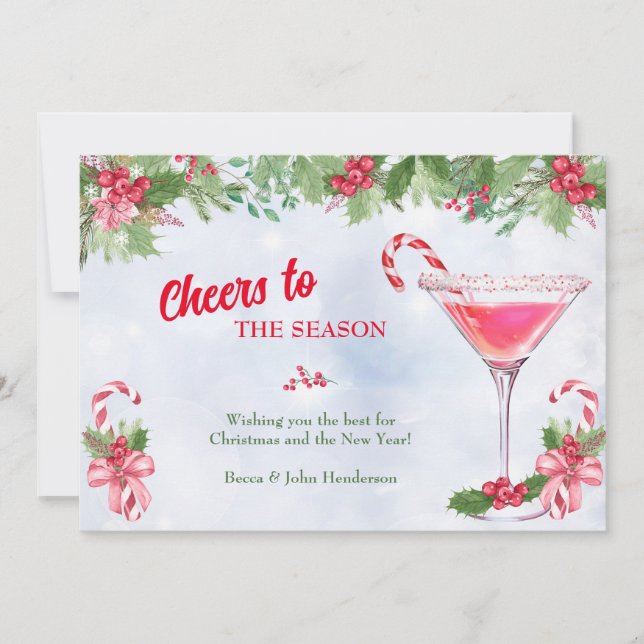Cartes Pour Fêtes Annuelles Sucres de canne et cocktails Noël (Devant)