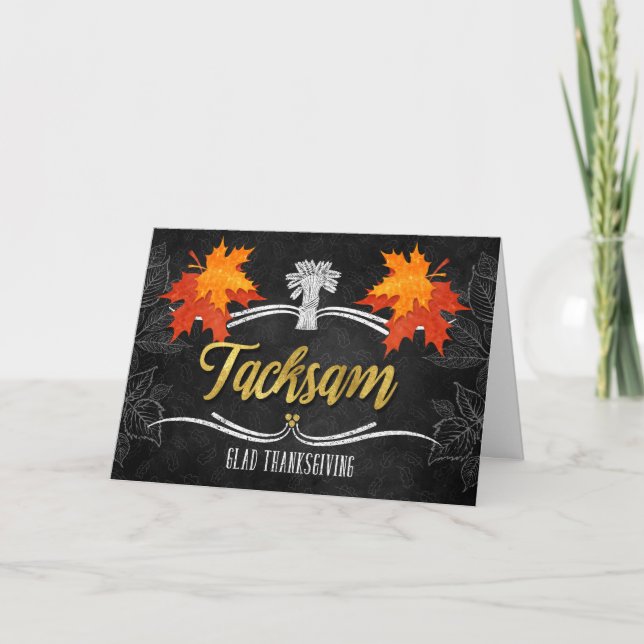 Cartes Pour Fêtes Annuelles Suédoise Thanksgiving Grateful Belssks Chalk (Devant)