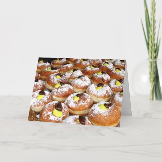 Cartes Pour Fêtes Annuelles Sufganiyot rempli de crème (Devant)