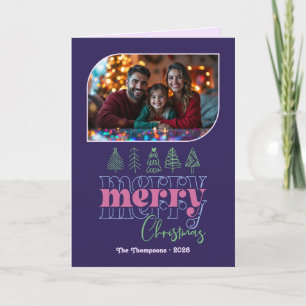 Cartes Pour Fêtes Annuelles Sugarplum Retro Main tirée Joyeux Noël Photo