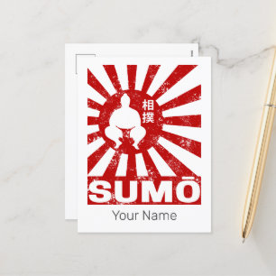 Cartes Pour Fêtes Annuelles Sumo Retro Wrestler Design Vintage japonais
