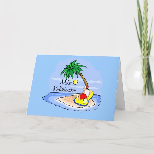 Cartes Pour Fêtes Annuelles Sun Bathing Père Noël gomme hawaïenne 5 (Devant)