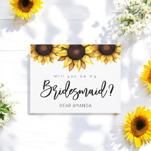 Cartes Pour Fêtes Annuelles Sunflower Be My Bridesmaid Yellow White Card