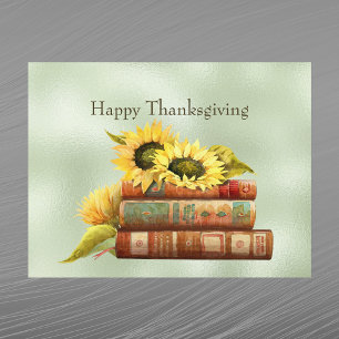 Cartes Pour Fêtes Annuelles Sunflowers Yellow Books Aquarelle