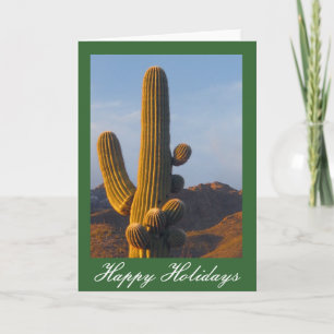 Cartes Pour Fêtes Annuelles Sunlit Saguaro Cactus Salutation de vacances