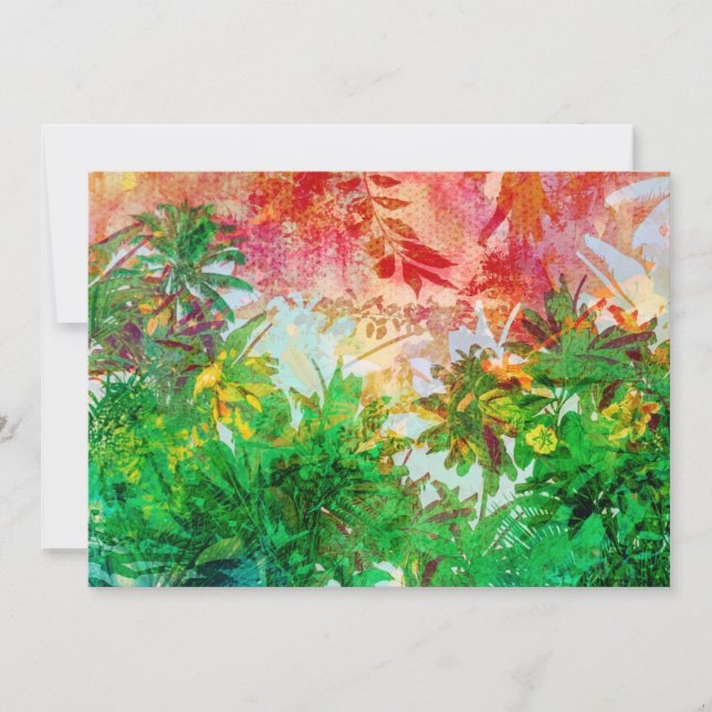 Cartes Pour Fêtes Annuelles Sunset Jungle Tropical Palm Feuille (Devant)