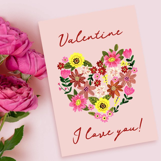 Cartes Pour Fêtes Annuelles Super Daisy Rose Fleur coeur Saint Valentin (Créateur téléchargé)
