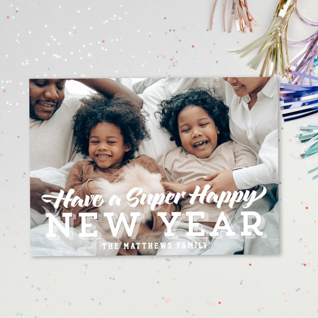 Cartes Pour Fêtes Annuelles Super Happy New Year Full Photo (Créateur téléchargé)