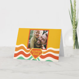 Cartes Pour Fêtes Annuelles Super Papa photo personnalisée avec ondes rétro