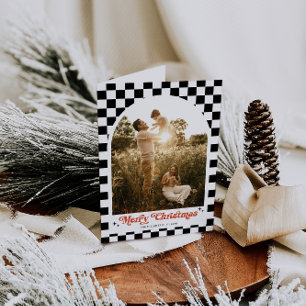 Cartes Pour Fêtes Annuelles Super Retro À damiers Arch Photo