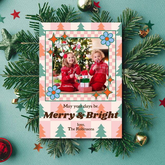Cartes Pour Fêtes Annuelles Super Retro Arbres de Noël Motif Cadre photo (Créateur téléchargé)