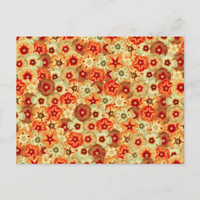 Cartes Pour Fêtes Annuelles Super Retro Orange Hippie Fleurs Motif (Devant)