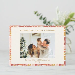 Cartes Pour Fêtes Annuelles Super Retro Rose rouille Florale mignonne Noël Pho