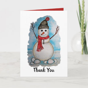 Cartes Pour Fêtes Annuelles Superbe aquarelle de bonhomme de neige