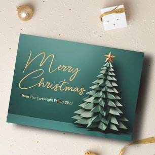 Cartes Pour Fêtes Annuelles Superbe arbre de Noël Joyeux Vert Personnalisé