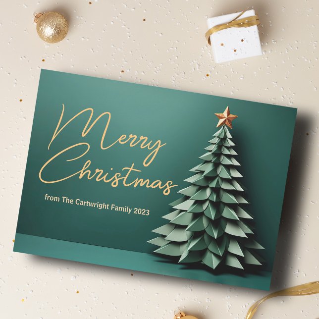 Cartes Pour Fêtes Annuelles Superbe arbre de Noël Joyeux Vert Personnalisé (Créateur téléchargé)