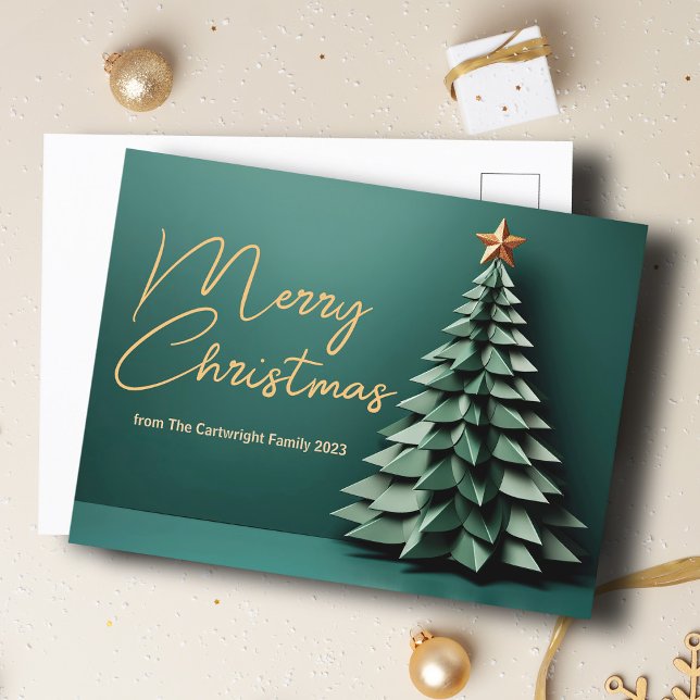 Cartes Pour Fêtes Annuelles Superbe arbre de Noël Joyeux Vert Personnalisé (Créateur téléchargé)