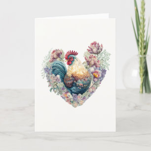 Cartes Pour Fêtes Annuelles Superbe coq de fleurs pour la Saint Valentin