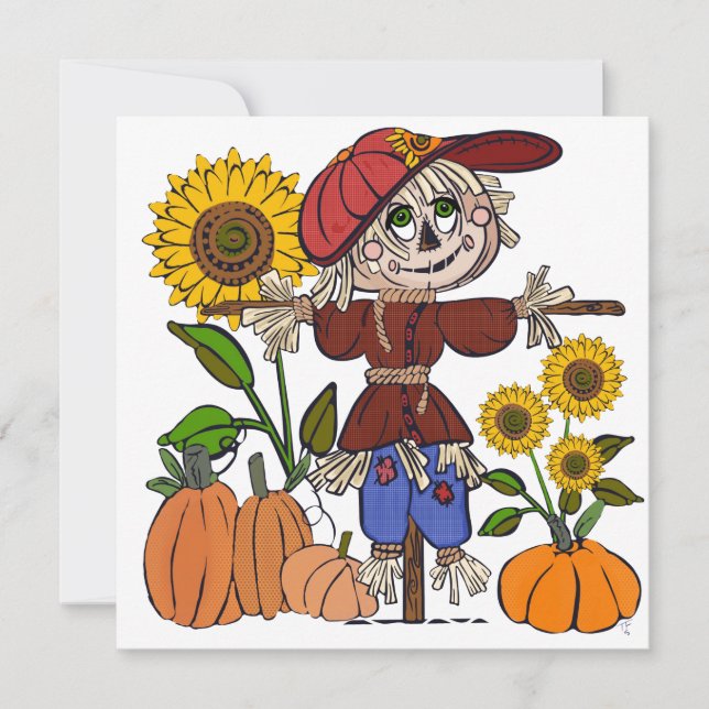 Cartes Pour Fêtes Annuelles Superbe épouvantail mignon  (Devant)