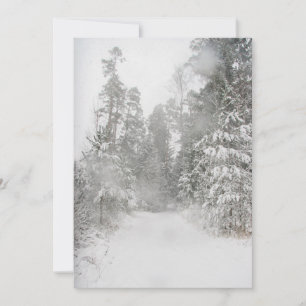 Cartes Pour Fêtes Annuelles Superbe paysage hivernal avec route enneigée