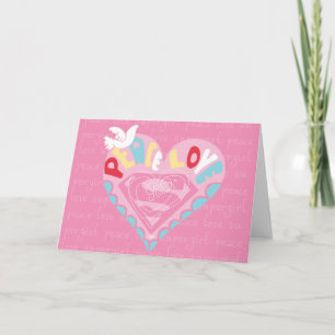 Cartes Pour Fêtes Annuelles Supergirl Paix et amour rose