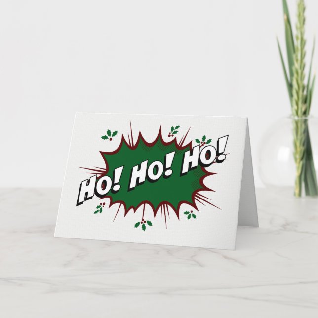 Cartes Pour Fêtes Annuelles Superhero Comic Ho ! Ho ! Ho ! (Devant)