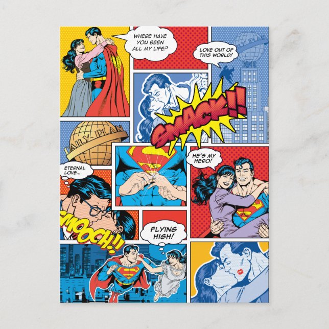Cartes Pour Fêtes Annuelles Superman pour la Saint-Valentin | Collage de bande (Devant)