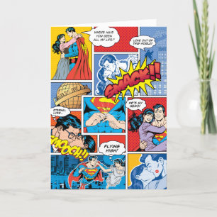 Cartes Pour Fêtes Annuelles Superman Saint-Valentin Collage de bande dessiné
