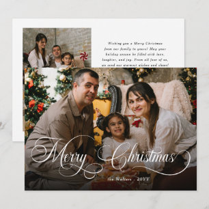 Cartes Pour Fêtes Annuelles Superposition de photo de Noël élégante en écritur