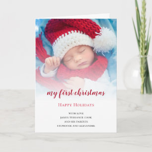 Cartes Pour Fêtes Annuelles Superposition photo Baby First Christmas
