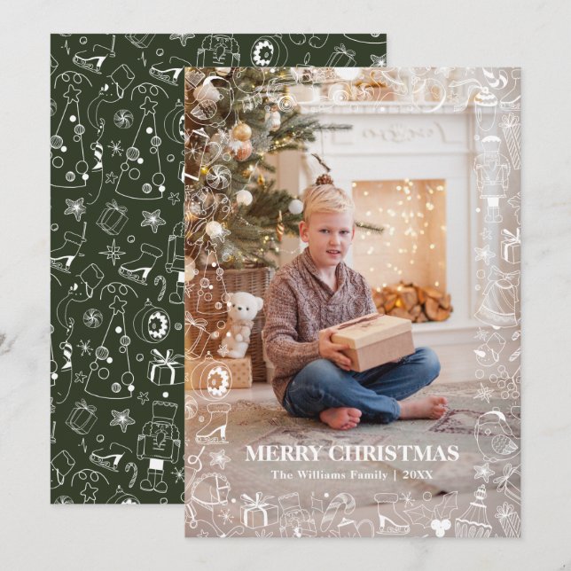 Cartes Pour Fêtes Annuelles Superposition photo de Noël (Devant / Derrière)