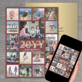 Cartes Pour Fêtes Annuelles Surdimensionné Qu'une année Photo Collage Bourgogn