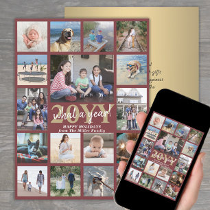 Cartes Pour Fêtes Annuelles Surdimensionné Qu'une année Photo Collage Bourgogn
