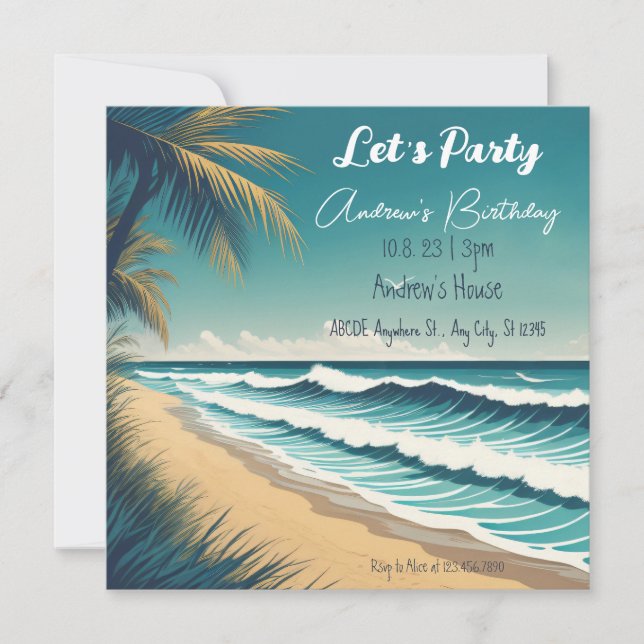 Cartes Pour Fêtes Annuelles Surf de plage d'été (Devant)