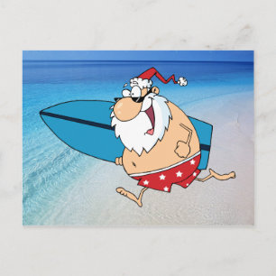 Cartes Pour Fêtes Annuelles surf père Noël