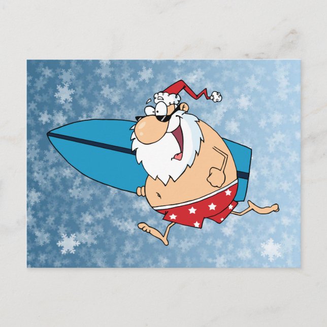 Cartes Pour Fêtes Annuelles surf père Noël (Devant)
