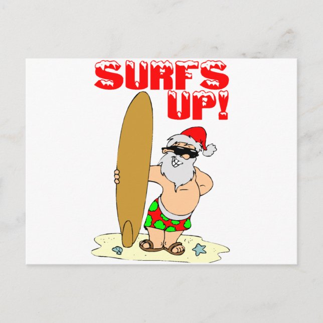 Cartes Pour Fêtes Annuelles Surf Père Noël (Devant)