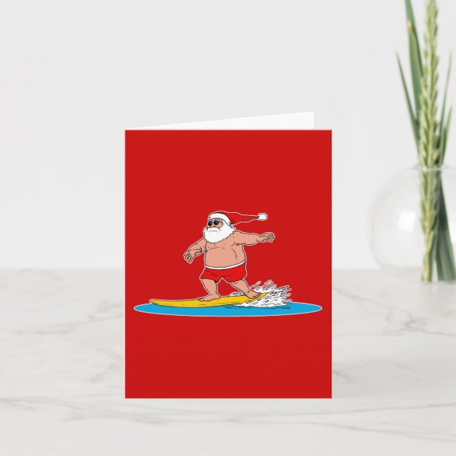 Cartes Pour Fêtes Annuelles Surfer de Père Noël (Devant)