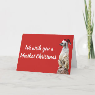 Cartes Pour Fêtes Annuelles Suricate avec un chapeau de Père Noël