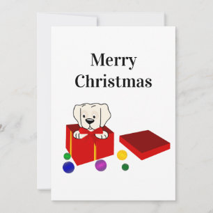 Cartes Pour Fêtes Annuelles Surprise chiot dans une boîte cadeau rouge Noël