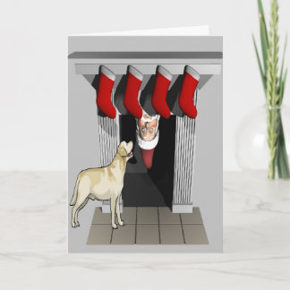 Cartes Pour Fêtes Annuelles Surprise de laboratoire de Père Noël