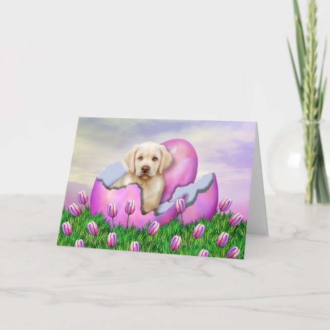 Cartes Pour Fêtes Annuelles Surprise de Pâques du Labrador jaune (Devant)