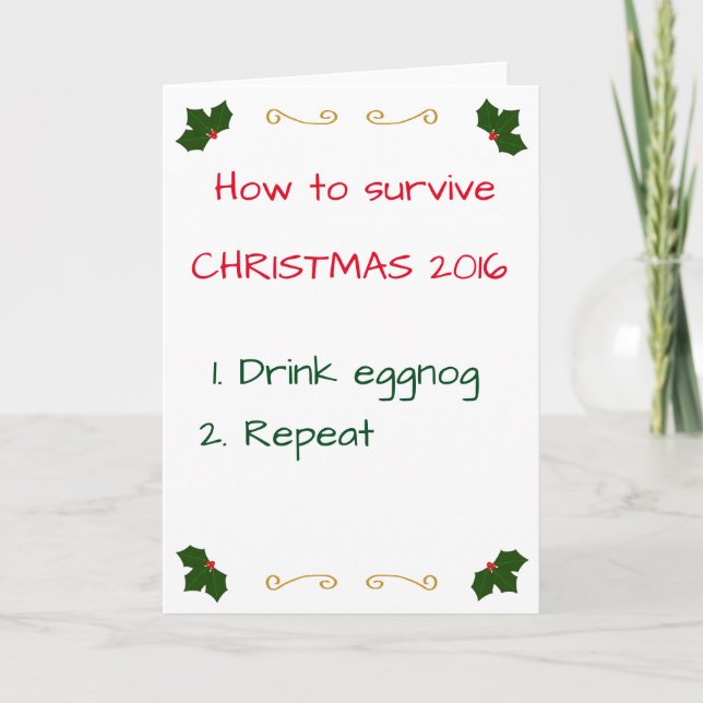 Cartes Pour Fêtes Annuelles Survivre à Noël (Devant)