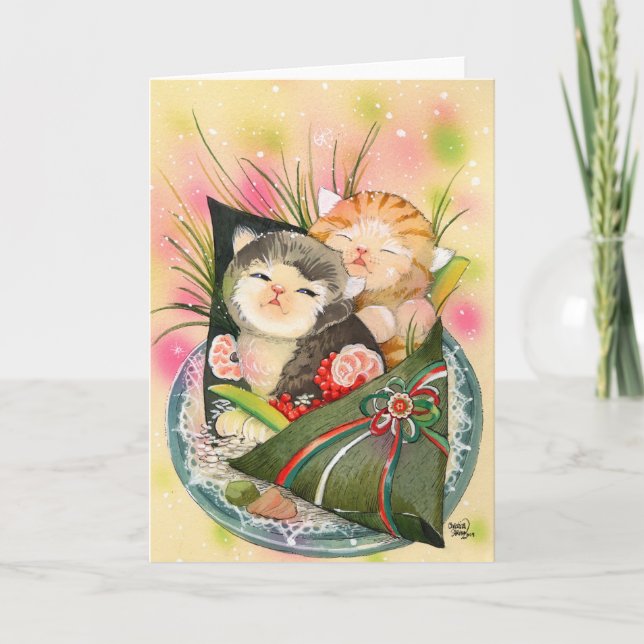 Cartes Pour Fêtes Annuelles sushi à main Christmas Kitten (Devant)