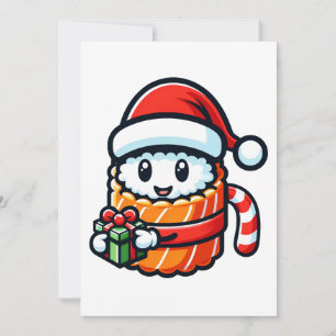 Cartes Pour Fêtes Annuelles Sushi Santa - Rouleau de fête avec cadeau