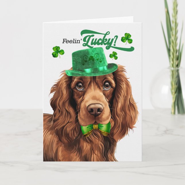 Cartes Pour Fêtes Annuelles Sussex Spaniel Feelin' Lucky St Patrick's Day (Devant)