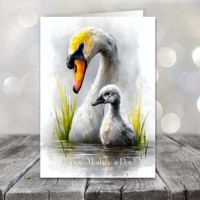Cartes Pour Fêtes Annuelles Swan and Cygnet Mother's Day (Créateur téléchargé)