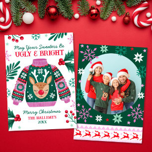 Cartes Pour Fêtes Annuelles Sweat moche avec Reindeer Family Photo