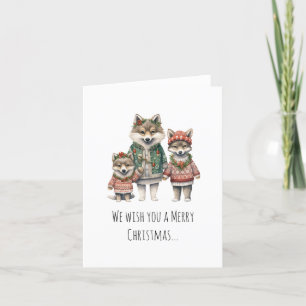 Cartes Pour Fêtes Annuelles Sweater portant la famille Wolf plié