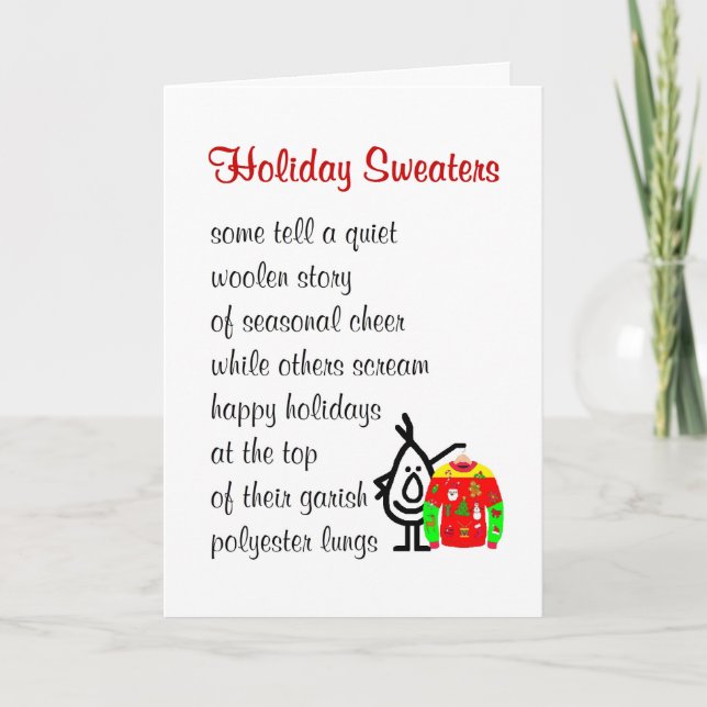 Cartes Pour Fêtes Annuelles Sweaters de Noël - un poème de Noël amusant (Devant)